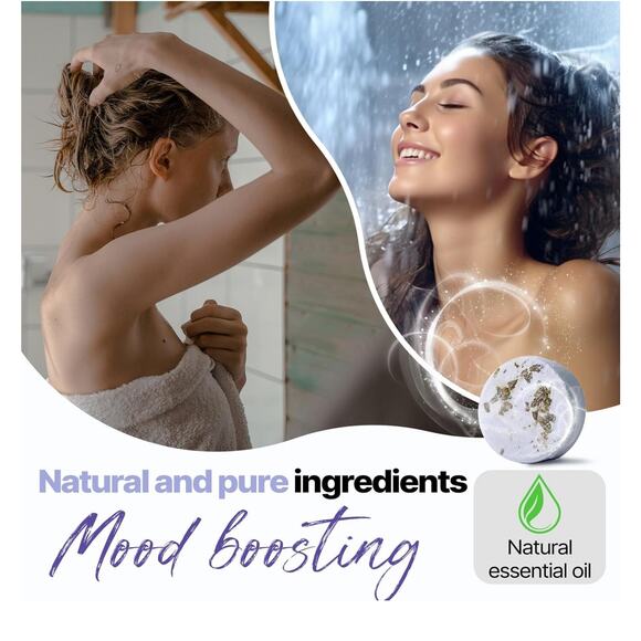 SHOWER STEAMERS LAVENDER AROMATHERAPY 8 PIECE GIFT BOX BATH BOMBS ESSENTIAL OILS - Picture 4 of 7